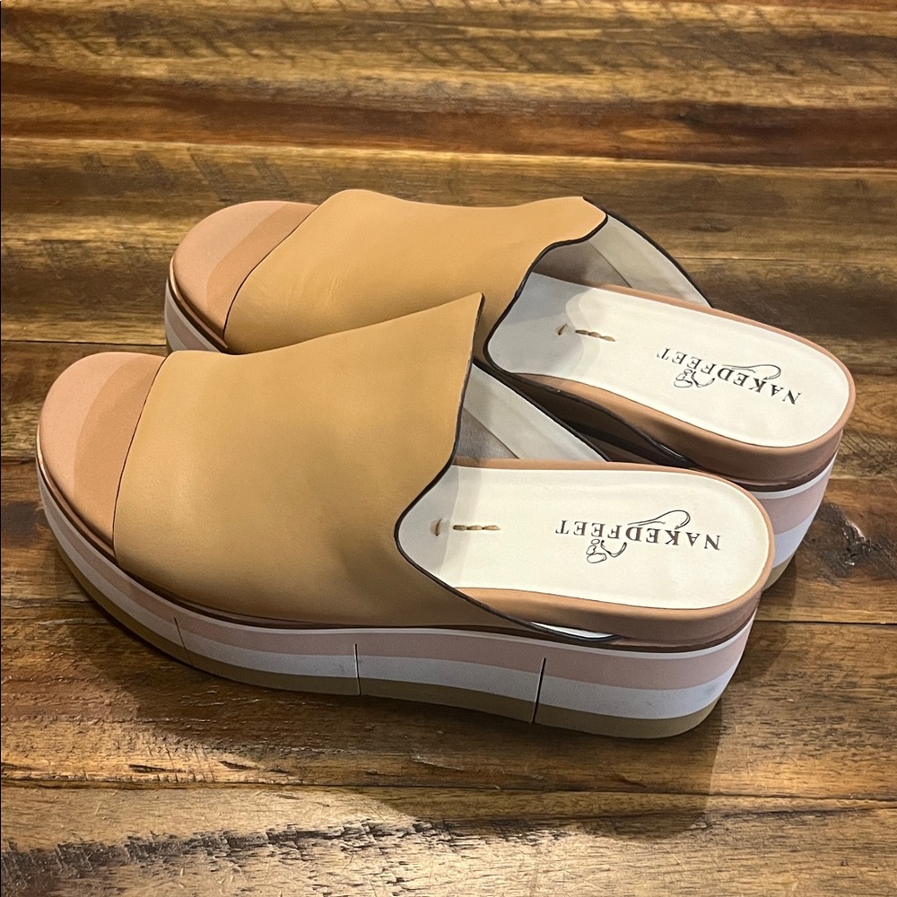 Naked Feet “Flow” platform Leather sandals